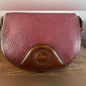 Dooney & Bourke Vintage AWL Equestrian Saddle Bag in Rare Color Rouge
